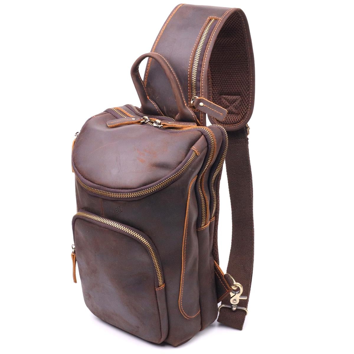 Сумка через плечо винтажная мужская Vintage 21303 Bag из натуральной кожи 17,5х31х9 см Коричневый