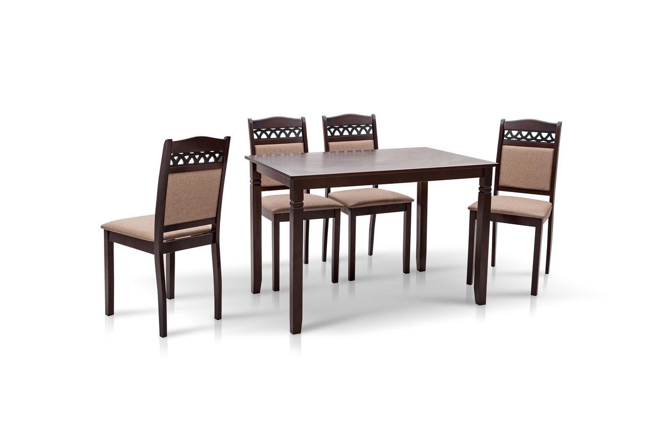 Комплект кухонный обеденный Sanro Бродвей деревянный Темный орех - фото 1 Комплект кухонный обеденный Sanro Бродвей деревянный Темный орех - фото 1