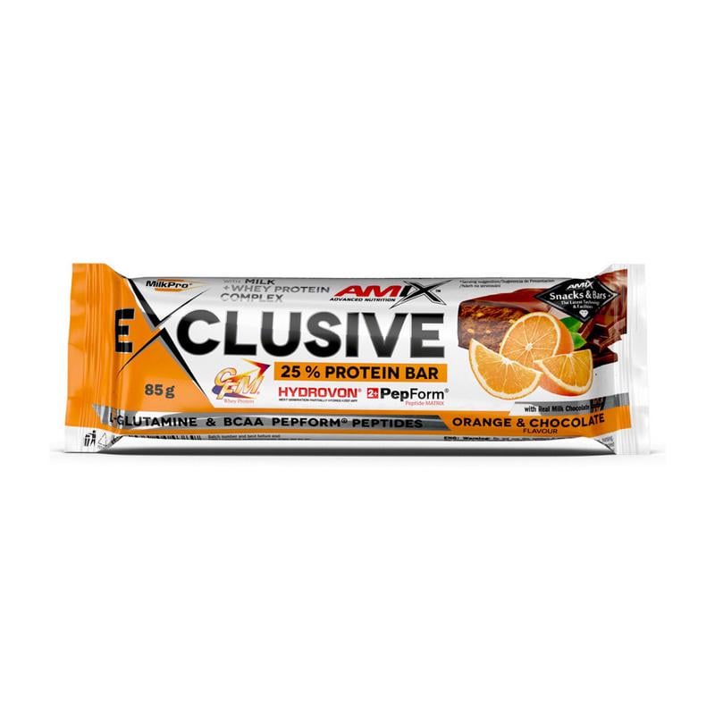 Протеиновый батончик 22 г белка AMIX Exclusive Protein Bar 25% 85 г Апельсин/Шоколад