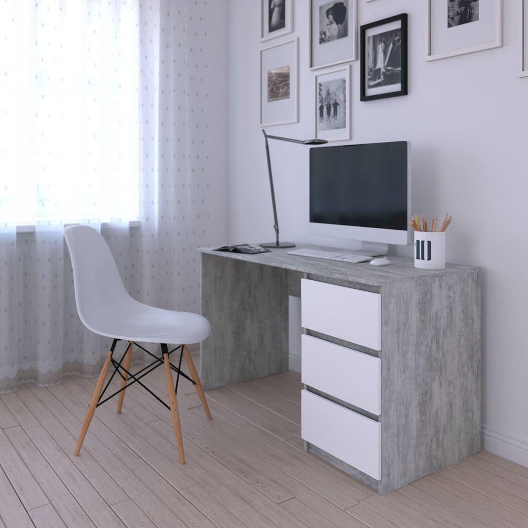 Письменный стол компьютерный для школьника 1200х750х600 мм Белый/Бетон (566566)