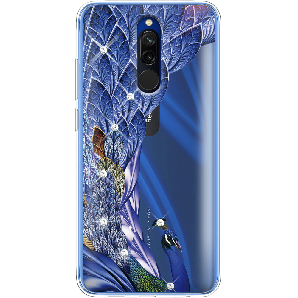 Чехол Boxface Xiaomi Redmi 8 Павлин со стразами Прозрачный силикон (38411-rs7-38411)