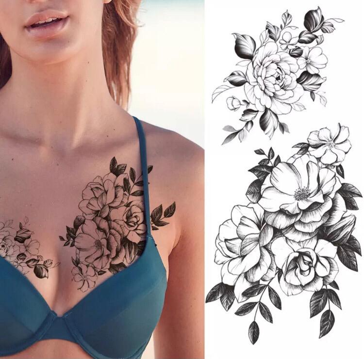 Тату тимчасове водостійке 3D велике Квіти подвійні FF-082 17,5х8,5 см (4419497) - фото 2 Тату тимчасове водостійке 3D велике Квіти подвійні FF-082 17,5х8,5 см (4419497) - фото 2