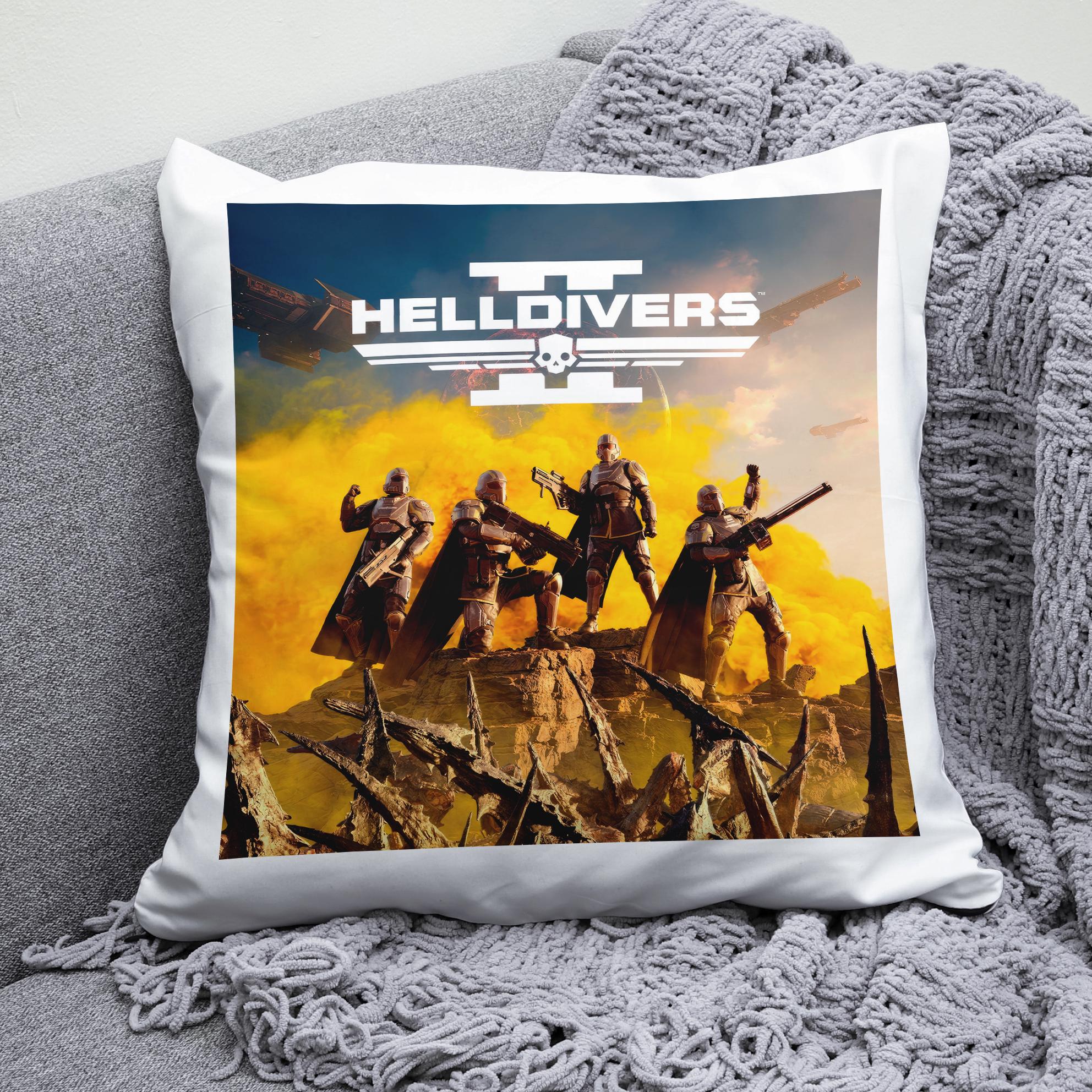 Плюшевая подушка квадрат с принтом игры Helldivers 2