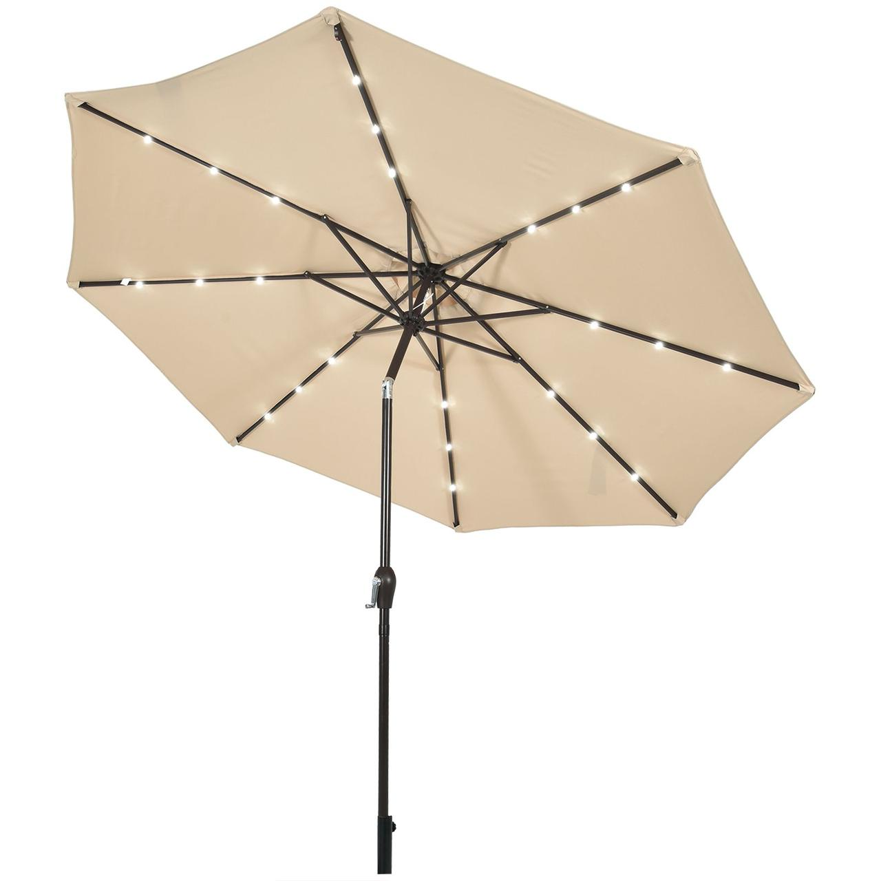 Садова парасолька кругла з регульованим кутом нахилу WCG з LED-підсвічуванням сонячною панеллю та чохлом 3 м Бежевий (W-7016BE1) - фото 3 Садова парасолька кругла з регульованим кутом нахилу WCG з LED-підсвічуванням сонячною панеллю та чохлом 3 м Бежевий (W-7016BE1) - фото 3