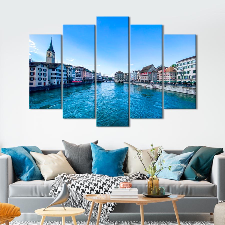 Картина город Старый город Цюриха 137x85 см (A595-5)