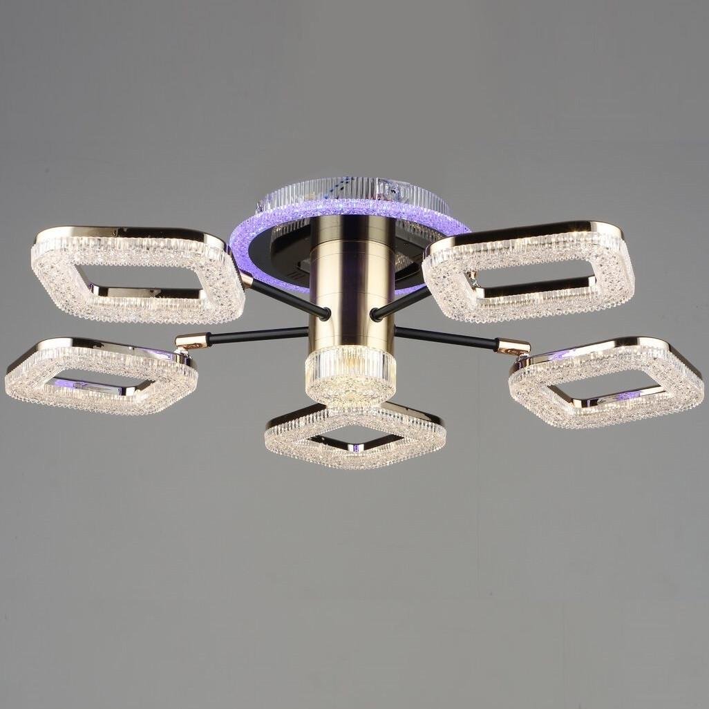 Люстра светодиодная Sirius с подсветкой корпуса 56W 3000-6500К Золотой (B YH1003/5 BK+GD)