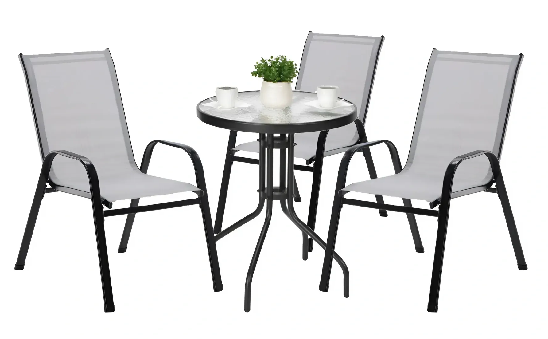 Комплект садовой мебели 4Points Udine-3 текстилен круглый стол 60 см/3 кресла Серый (DA-R4PUDI3G)