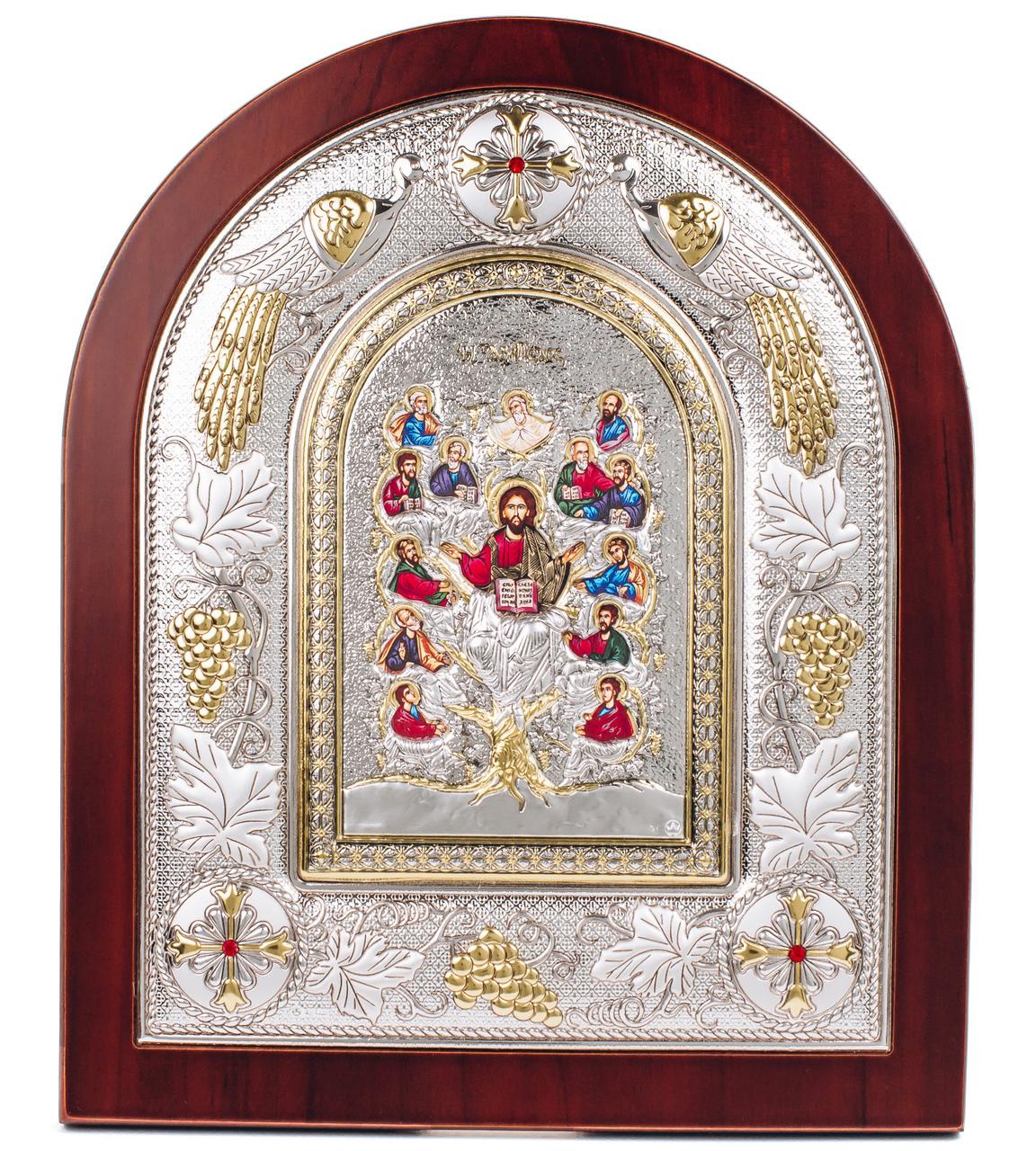 Срібна Ікона Дерево життя з Греції 24х29 см в дереві (MA/E31200AX)