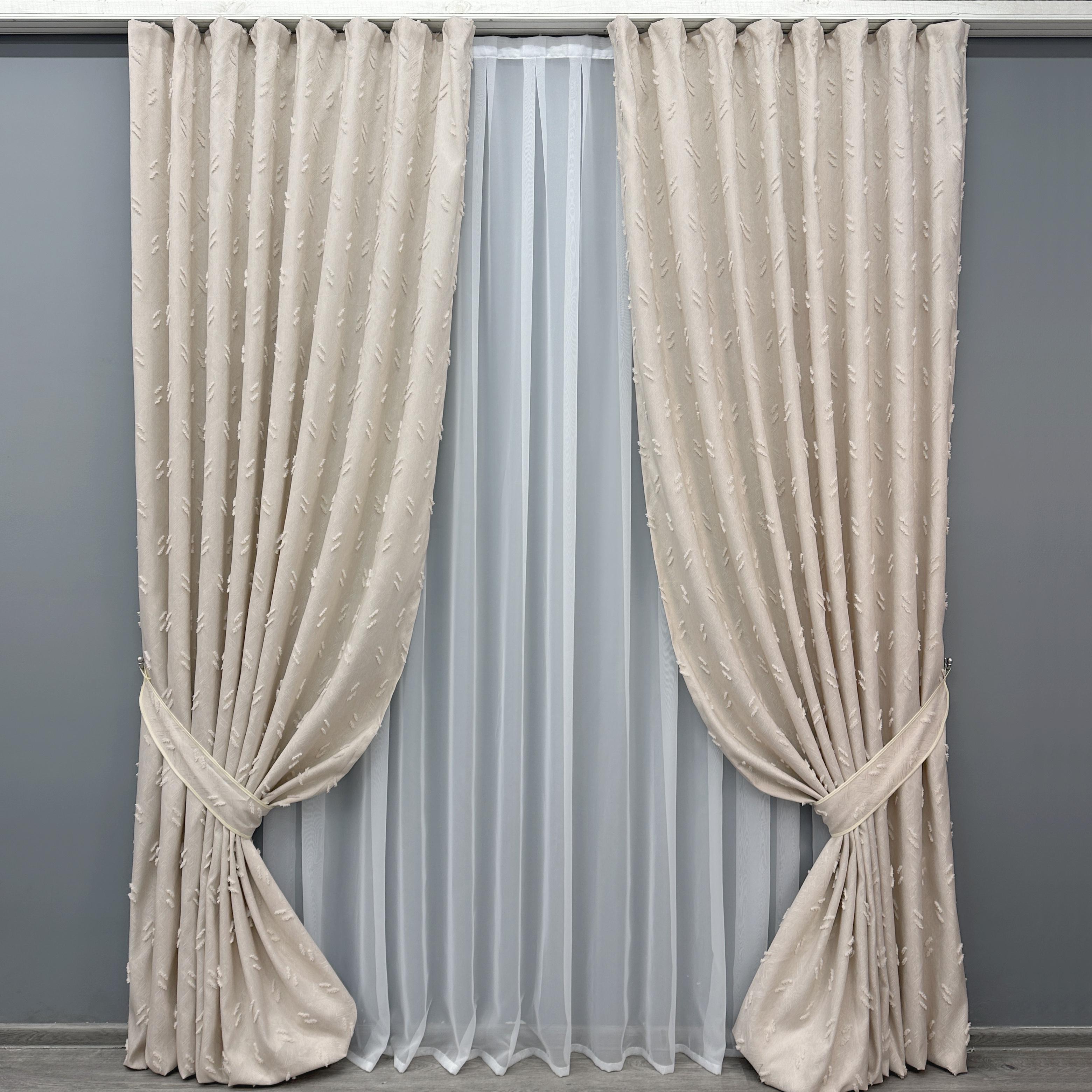 Комплект штор VR-Textil №1882ш Лен Букле 200х270 см 2 шт. Таш (32-235)