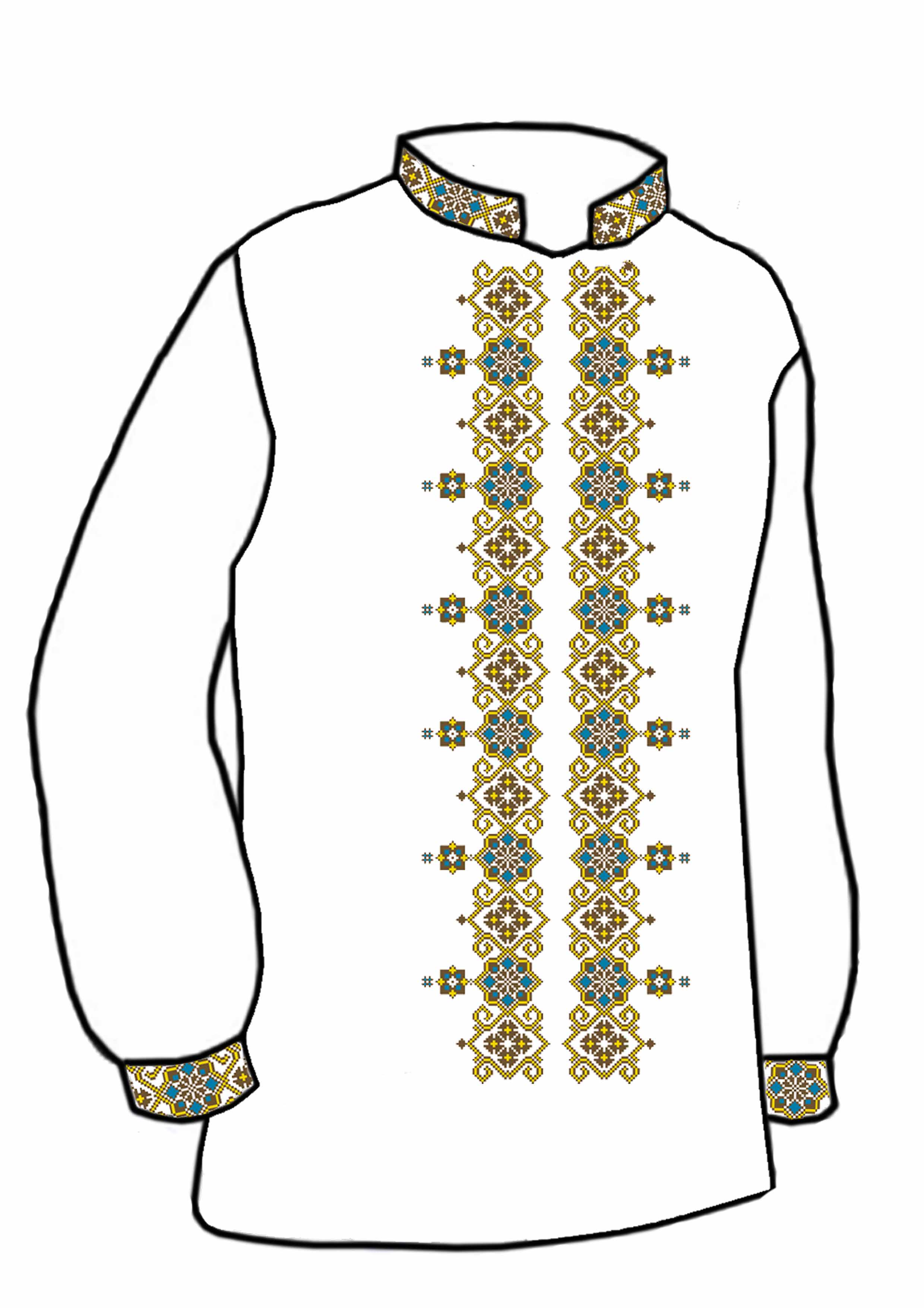 Заготовка для вышивки нитями или бисером/рубашка мужская не пошитая СЧД-226 домотканное полотно