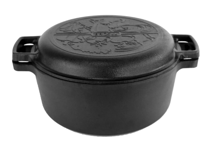 Каструля чавунна із чавунною кришкою-сковорідкою Brizoll 4 л