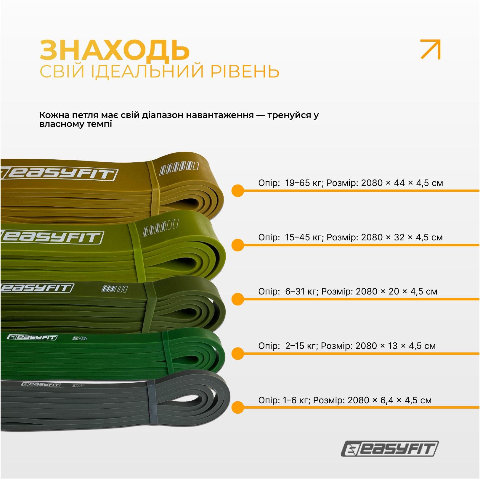Резиновые петли EasyFit Ranger 1-65кг 5 шт. (EF-2654-MG) - фото 6