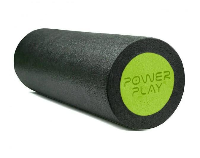Массажный ролик гладкий PowerPlay 4021 Fitness Roller 45x15 см Черно-зеленый (60800)