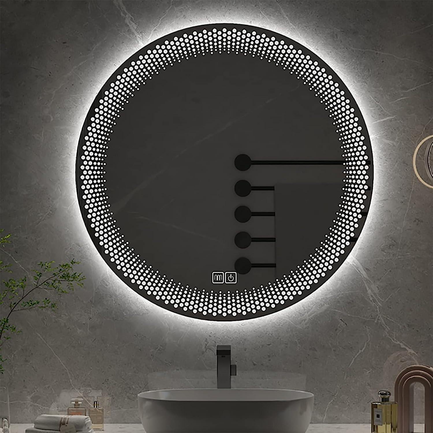 Зеркало Dim Dzerkal ERIO с LED-подсветкой/сенсорным управлением/подогревом 80х80 см (13642)