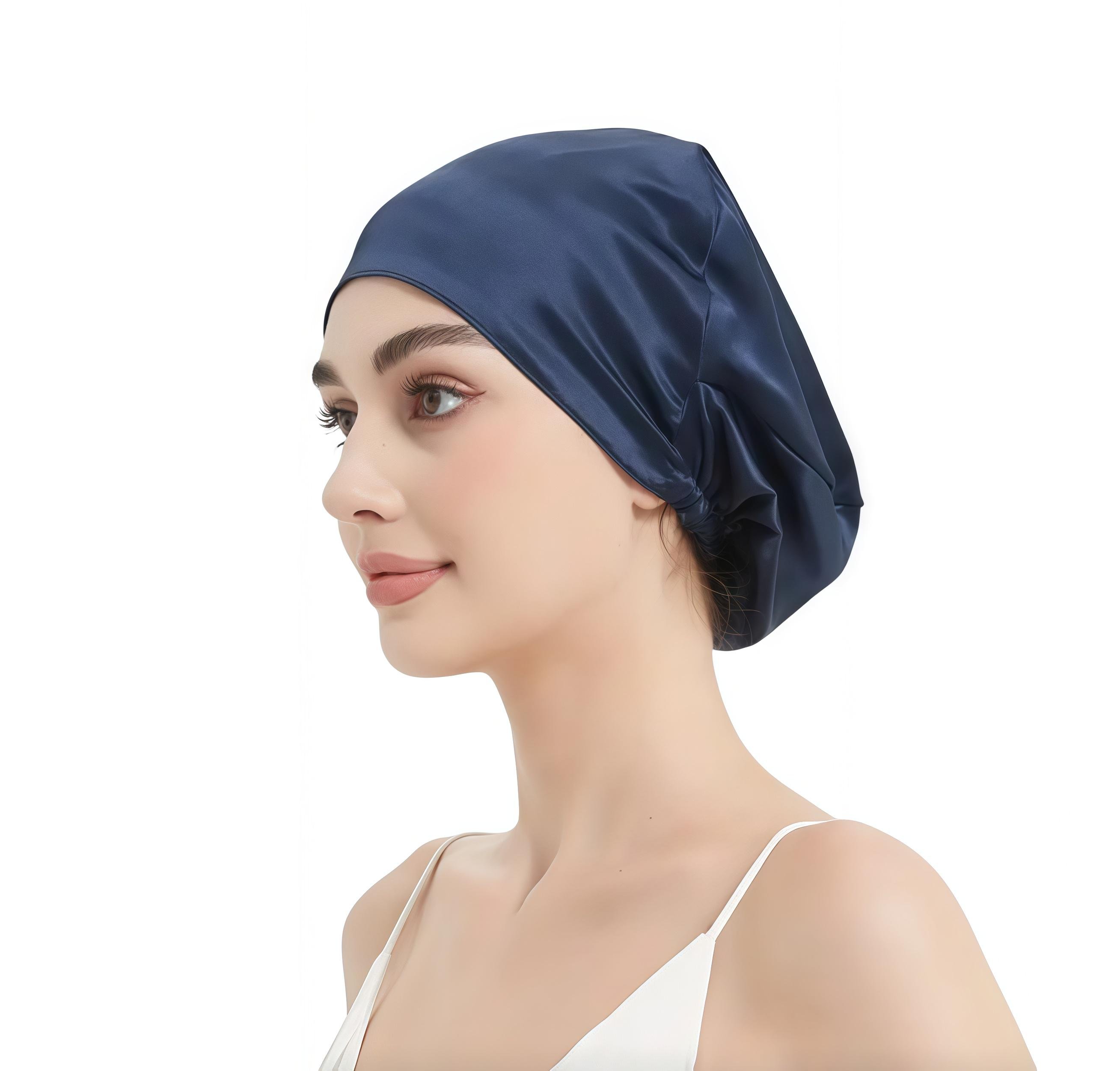 Шапочка шелковая ночная для сохранения прически Синий (2239814)