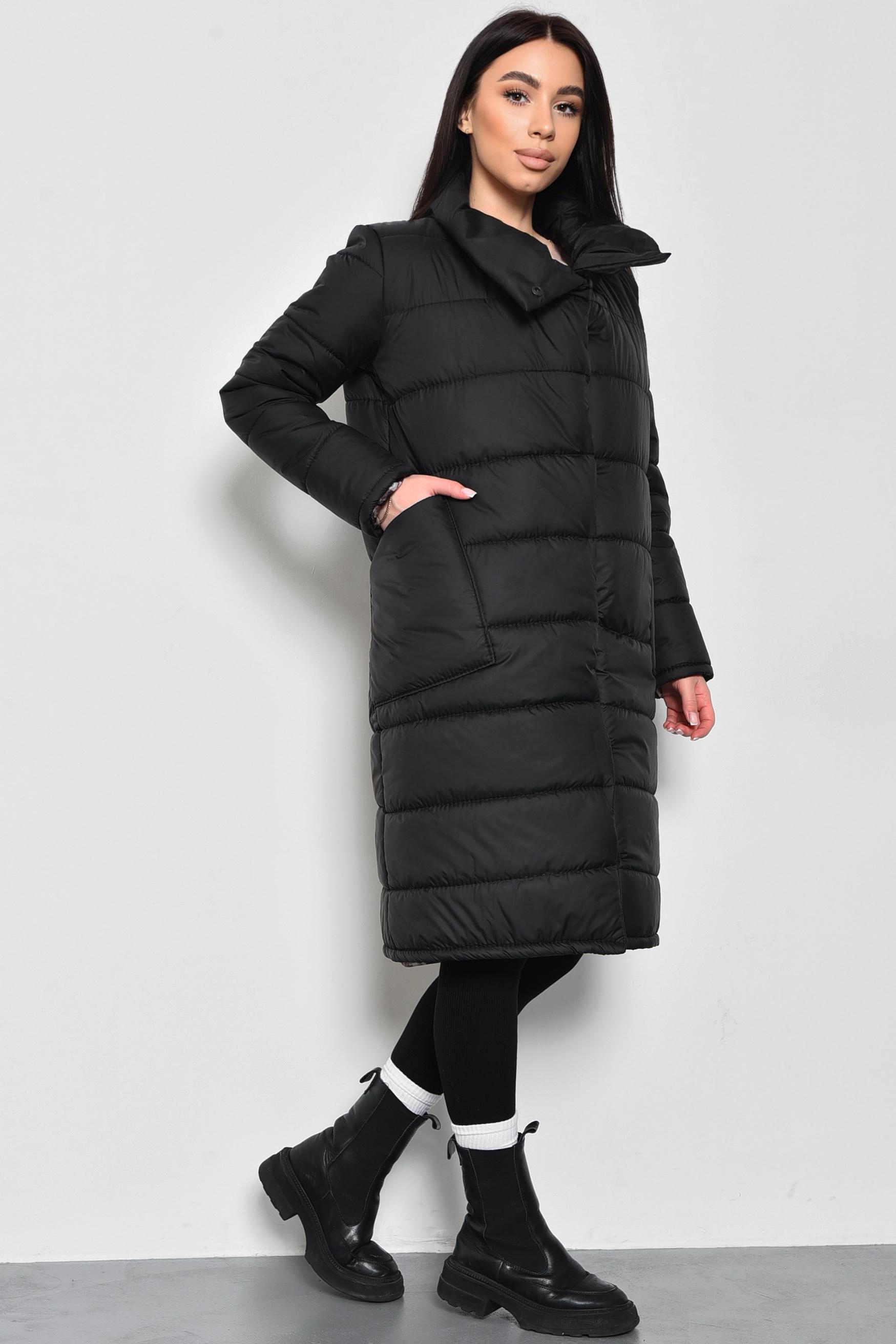 Куртка-пальто жіноча демісезонна подовжена L Чорний (172251) - фото 2