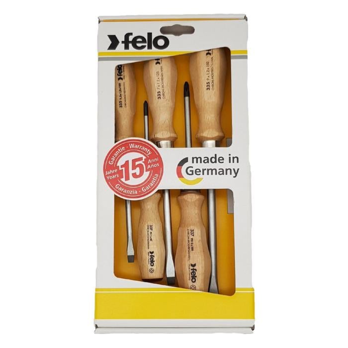 Набор ударных отверток Felo 33595198 CrMoV сталь деревянные ручки (14719)