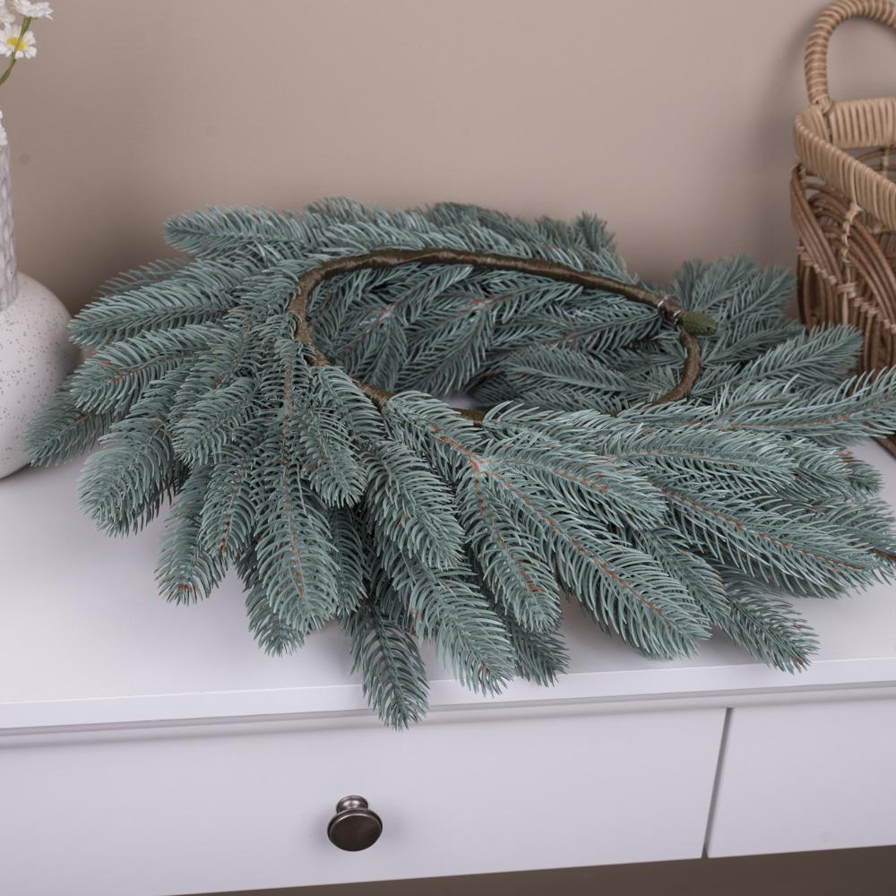 Вінок з ялини преміум 45 см Блакитний (3921-2) - фото 2 Вінок з ялини преміум 45 см Блакитний (3921-2) - фото 2