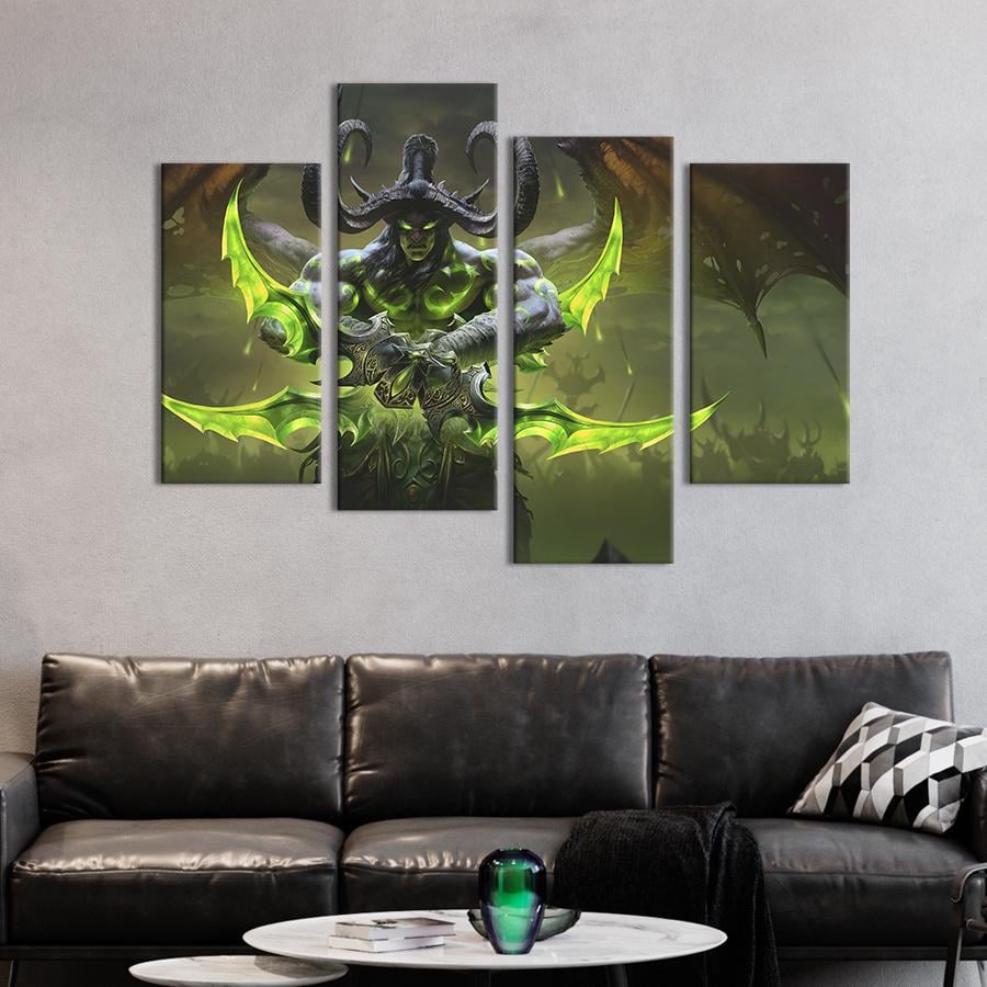 Картина модульна з 4 частин Hero Warcraft Illidan Fury Bury XL 149x106 см (660-42)