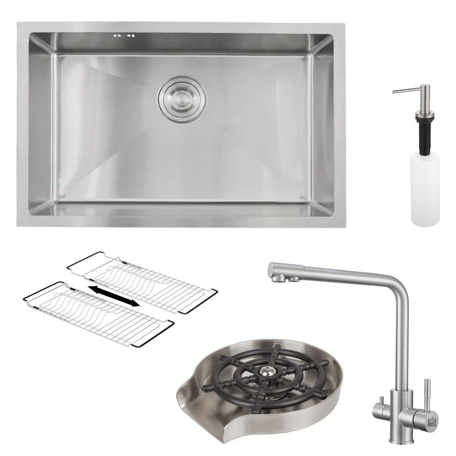 Мийка для кухні 5в1 Nett-6845 нержавіюча сталь 1,5 мм під стільницю/змішувач з підключенням до фільтру (N6845) Мийка для кухні 5в1 Nett-6845 нержавіюча сталь 1,5 мм під стільницю/змішувач з підключенням до фільтру (N6845)