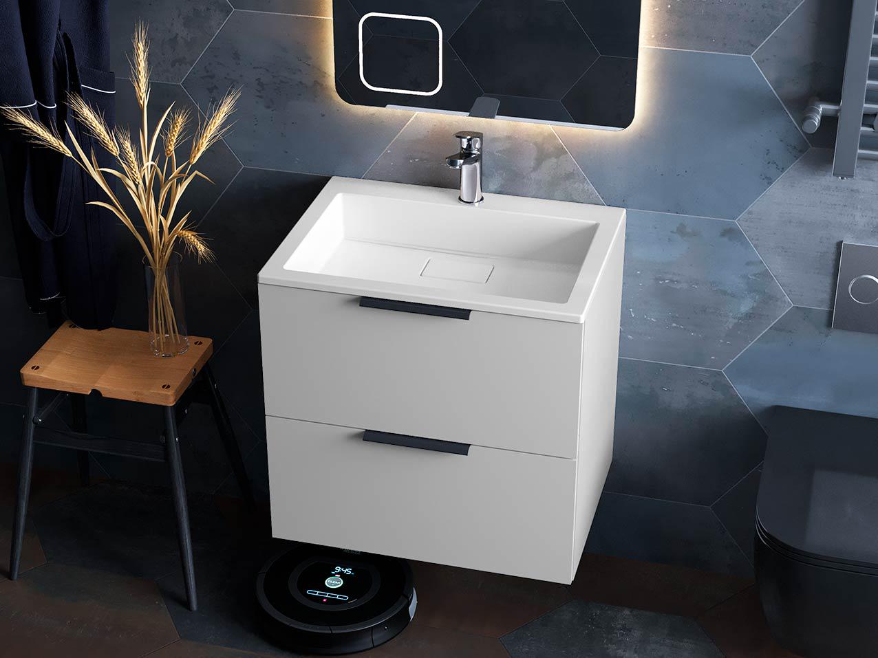 Тумба подвесная Status Juna 60 с умывальником Aria Low 60 (13584)