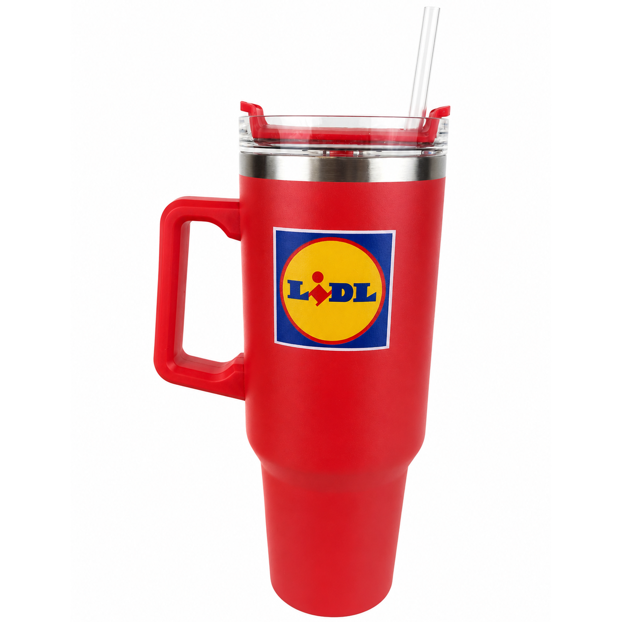 Изотермическая кружка Lidl HG12790C с ручкой и трубочкой 1,2л Red (3_08537)