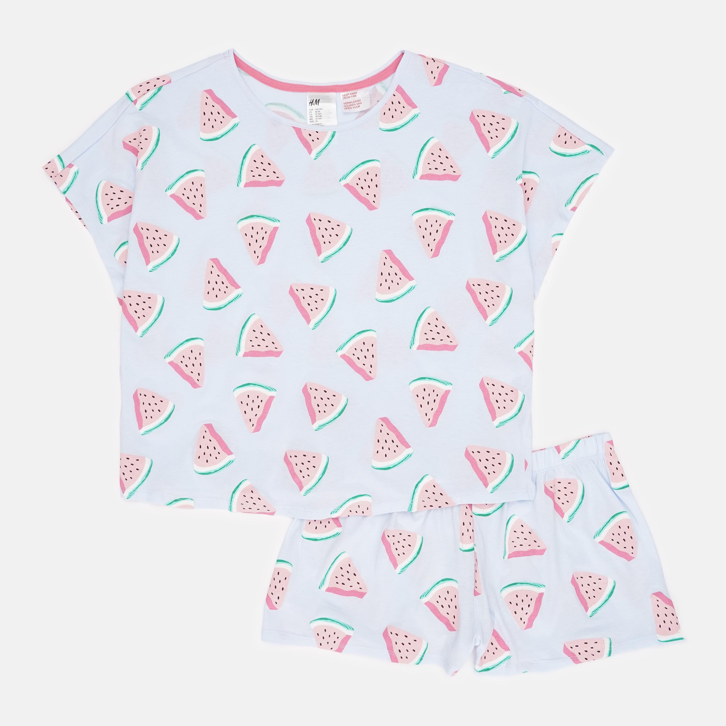 Піжама H&M футболка/шорти 158-164 см Блакитний принт (S91262834101)