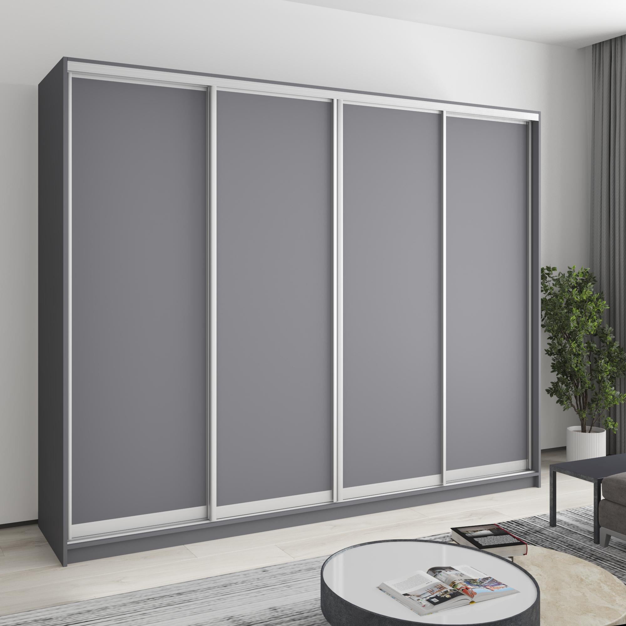 Шафа-купе чотиридверна MebelStar Стандарт AL 4 ДСП 260x60x210 см Антрацит (MBS-12183)