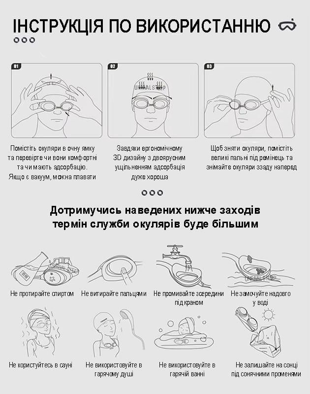 Окуляри та шапочка для плавання з берушами та зажимом для носа для чоловіків в футлярі Чорний - фото 5