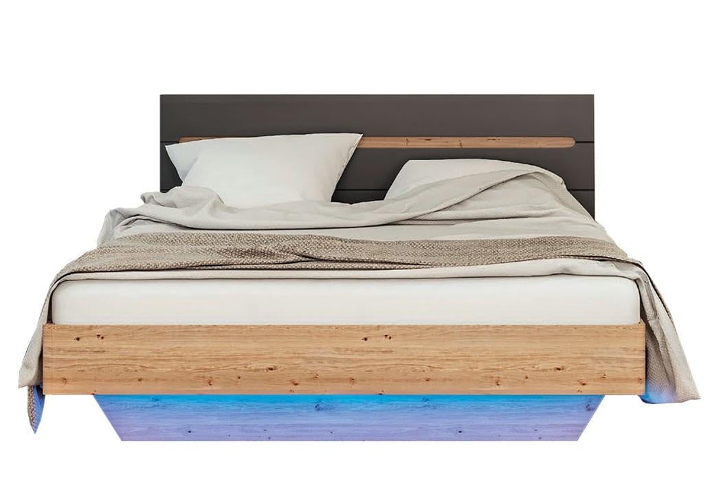 Кровать двуспальная (без вклада) Мир мебели Бьянко (с неоновой подсветкой) Спальное место 160х200 Артизан/Графит (81799)