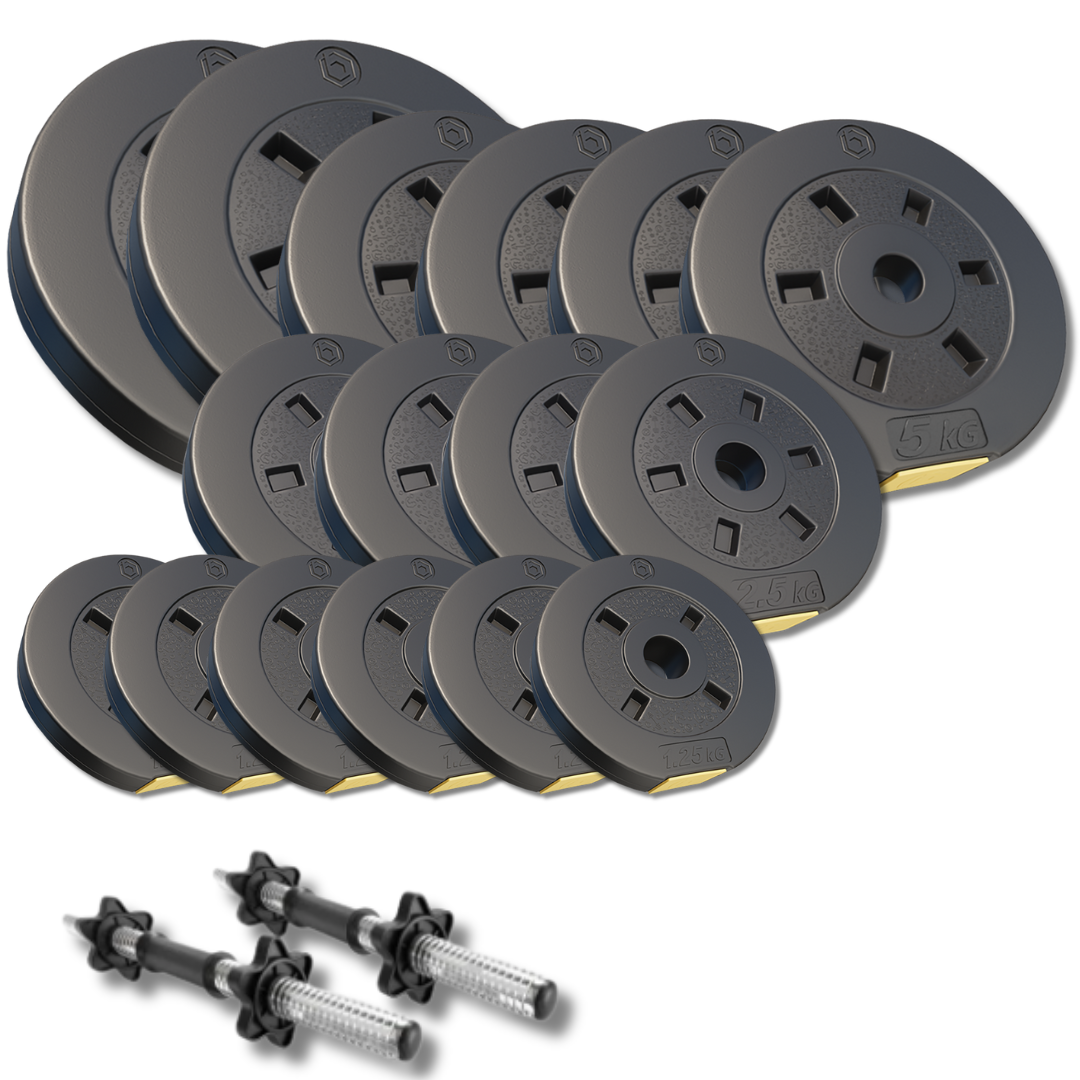 Набір композитних дисків Besport PowerPro 59 кг для гантелей та штанг з 2 грифами (5137)