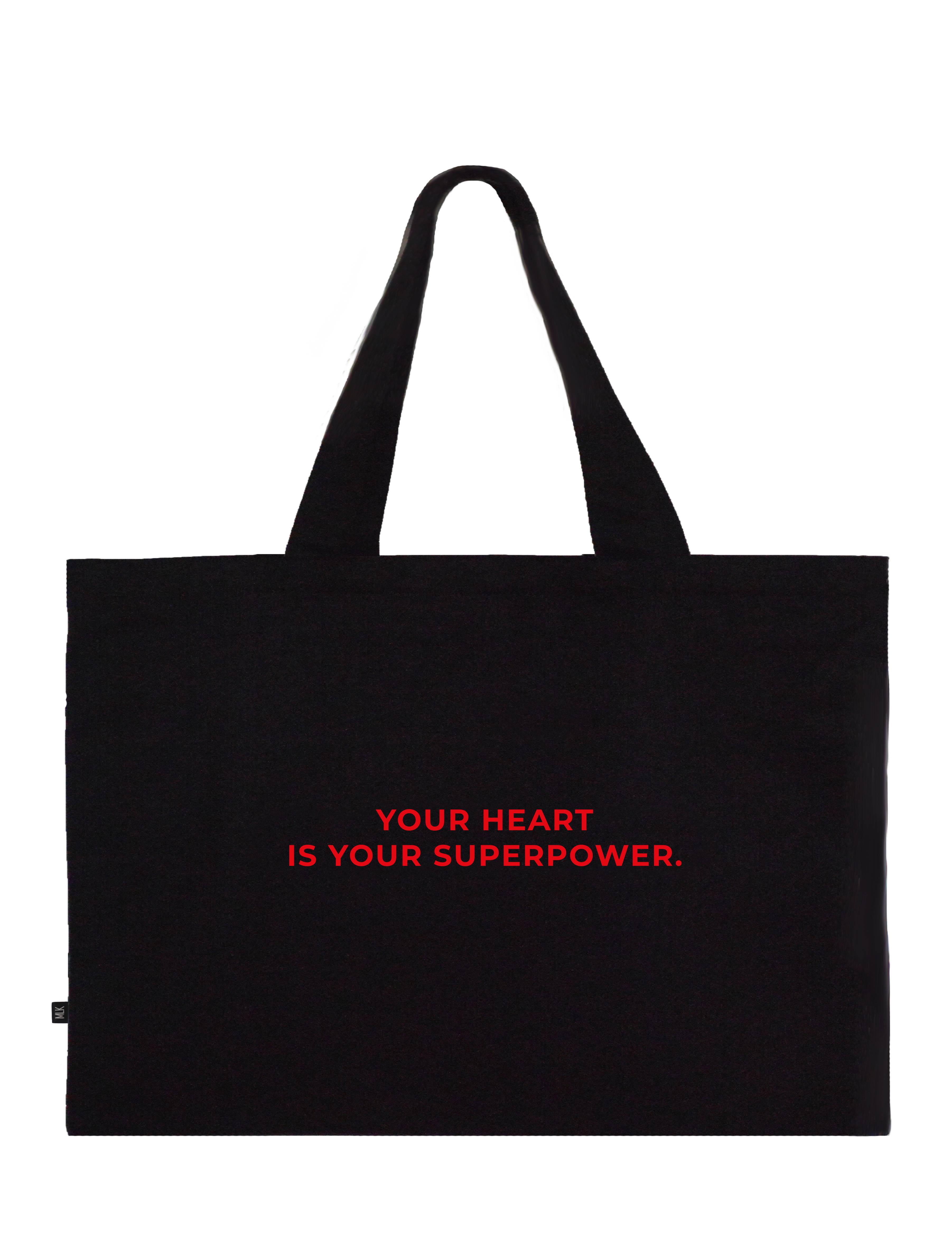 Шопер MLK "Your heart is your superpower" 35x45 см Чорний (28064421)