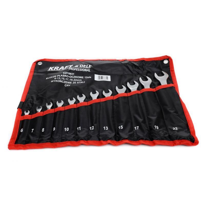 Набор двухсторонних ключей из CRV стали Kraft&Dele KD10931 12 шт. 6-22 мм