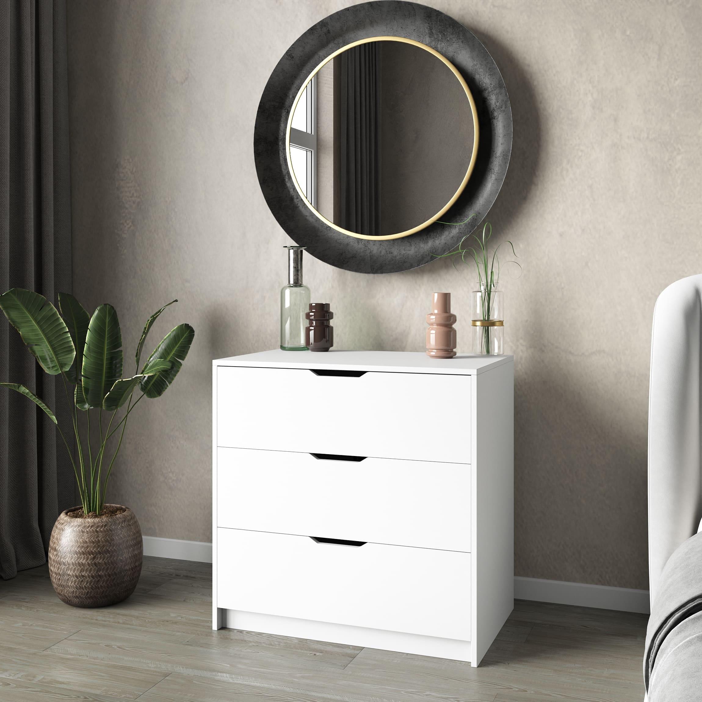 Комод №5 на три ящики без ручок 80х80х50 см Білий (380293)