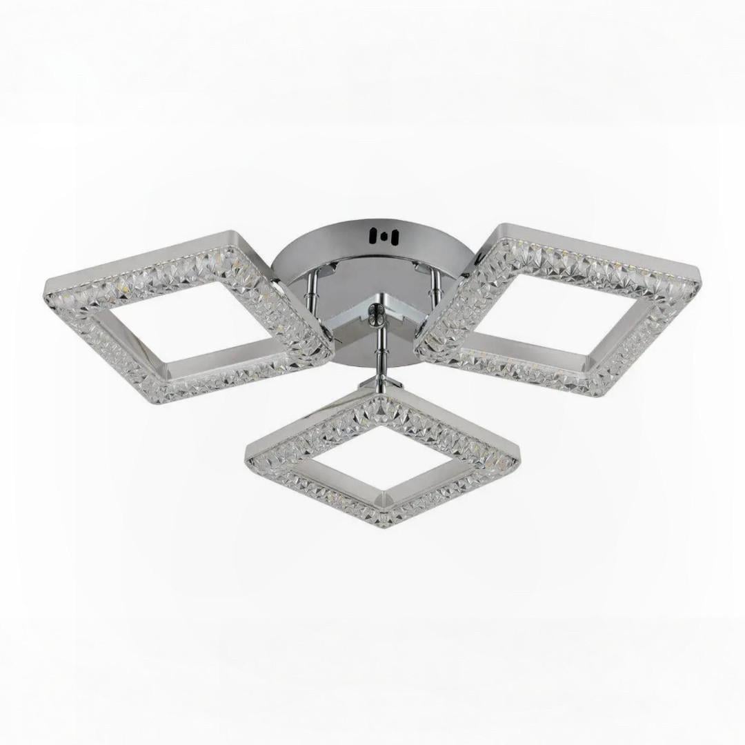 Люстра светодиодная Valeso 60W с квадратными рассеивателями 3000-6500K с пультом Хром (G 2726/3 CR)