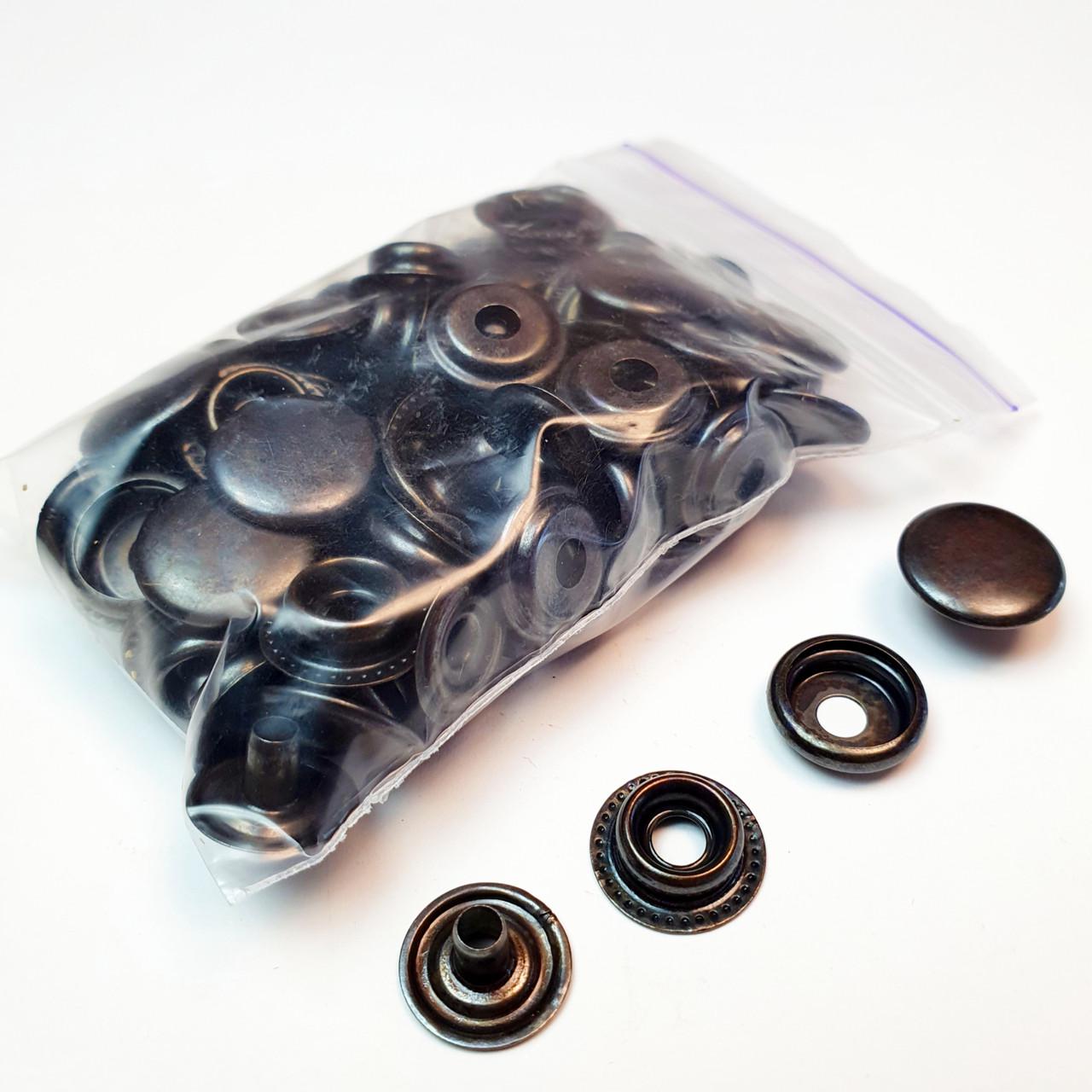 Кнопка металева кільцева STRONG Dash Каппа 15 мм 20 шт. Оксид