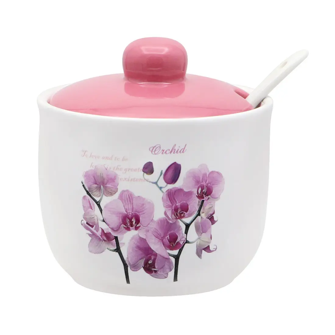 Цукорниця Interos Орхідея 350 мл з ложкою Рожевий (ZFC045OP)
