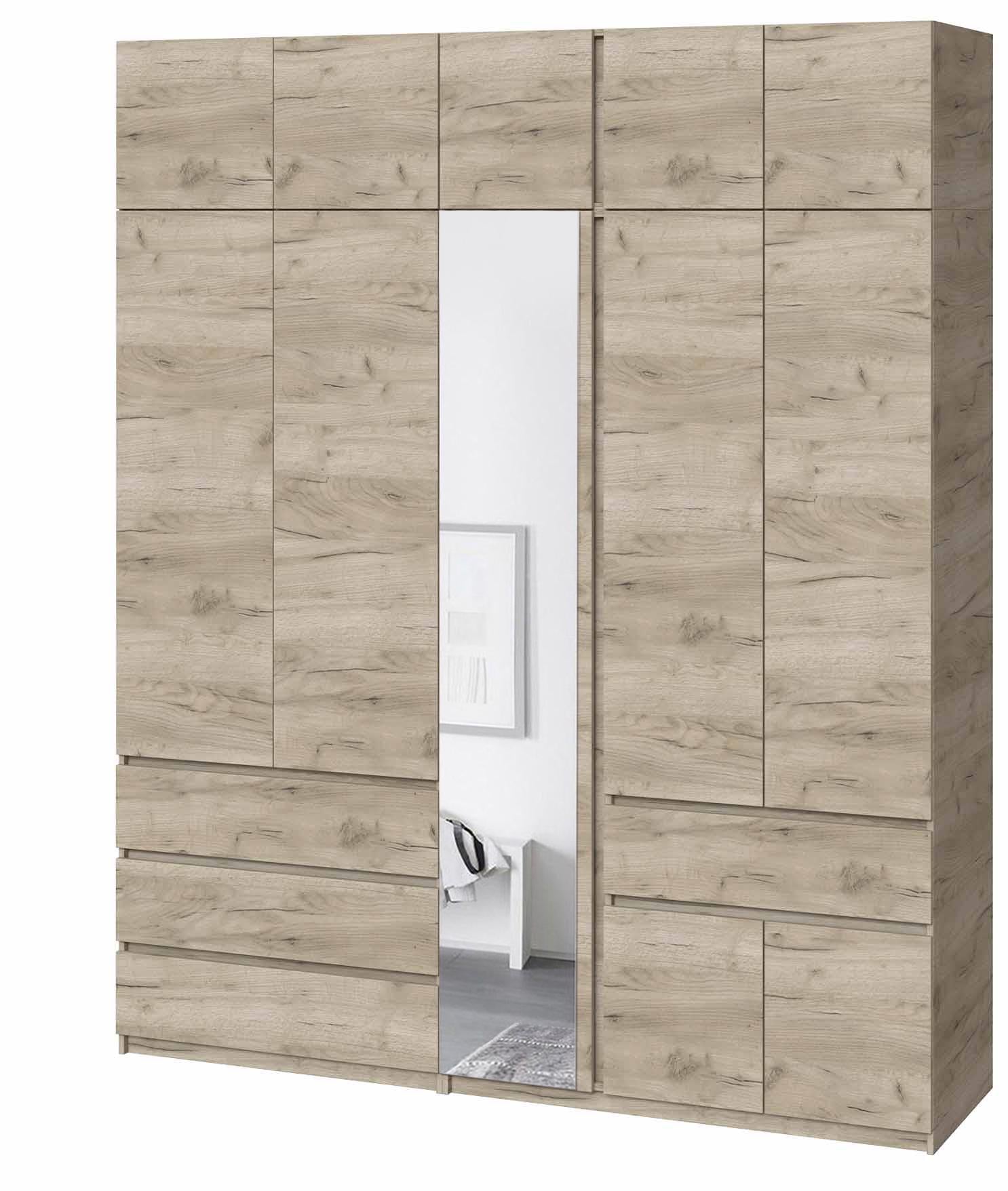 Шкаф с зеркалом Мастер Форм Брайт 2121х520х2400 мм Дуб крафт серый (32116)