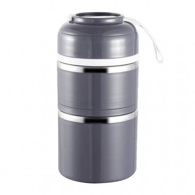 Термос для еды/супа металлический Fresh 1200 мл 2 этажа Серый