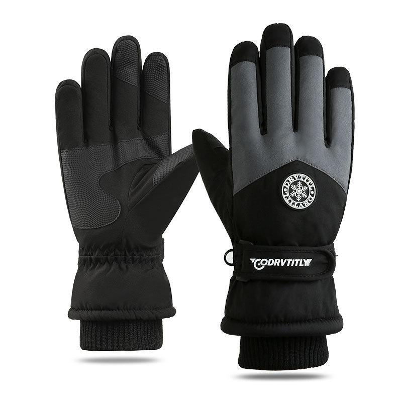 Термоперчатки зимние с флисовой подкладкой Codrvtitly Черный с серым (KT60001338)