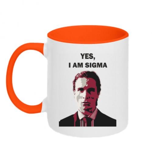 Чашка керамическая двухцветная "Yes, I Am Sigma" 320 мл Оранжевый с белым (15537565-36-192399)