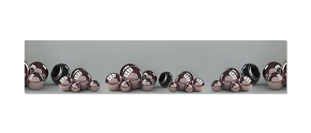 Фартук кухонный Стальные сферы шары из самоклеющейся виниловой пленки 60х300 см Серый