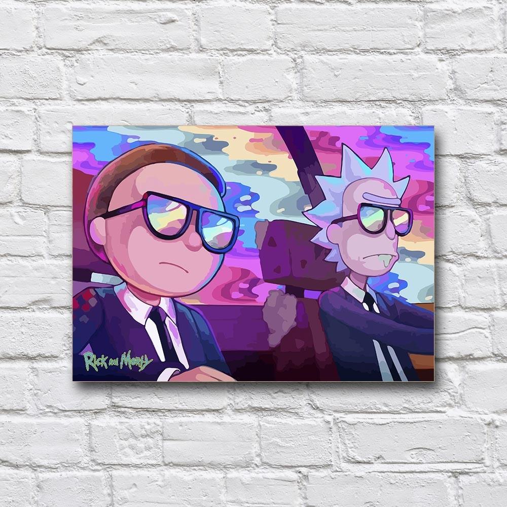 Постер деревянный мультфильм «Рик и Морти» 210х297 мм (21264382)