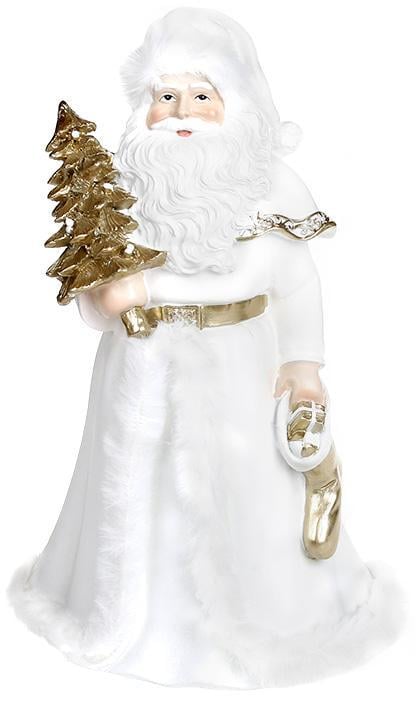 Статуэтка декоративная Санты долгожданный гость 14х12х23 см Белый с золотым
