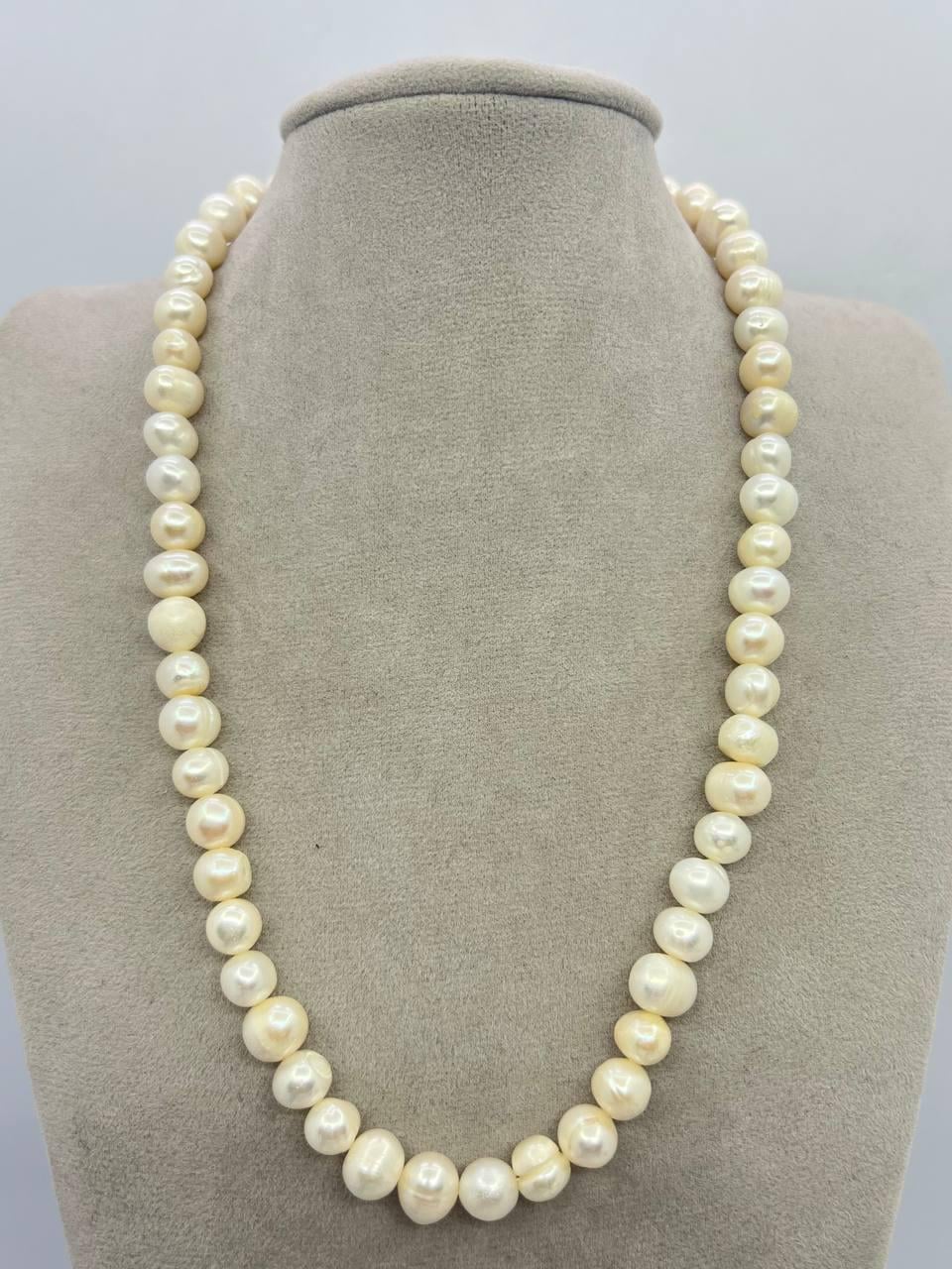 Бусы жемчуга 7,5-8,5 мм 42 см Белый (11379)