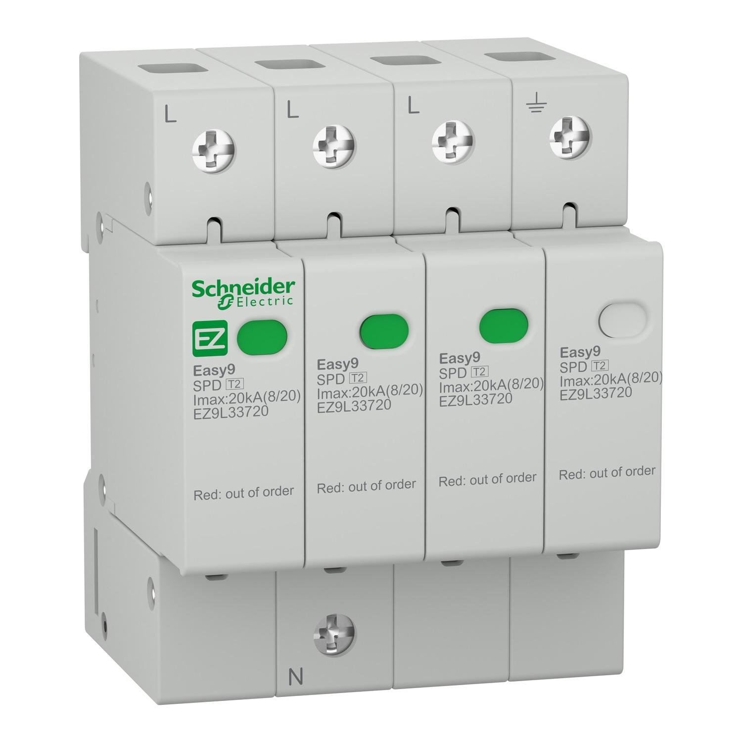 Ограничитель перенапряжения Schneider Electric EZ9 3P+N 20кА 275 В класс 2 (EZ9L33720)