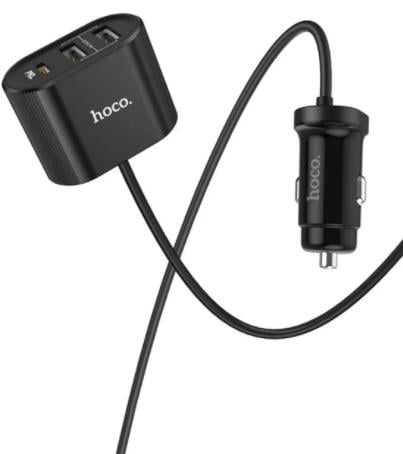 Зарядний пристрій від прикурювача Hoco Z35 3Usb/TYPE-C Чорний (000146353)