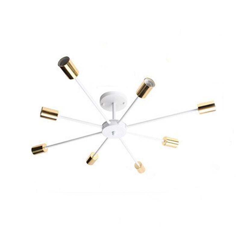 Люстра в стилі лофт Луч-8 з патронами Білий/Золотий