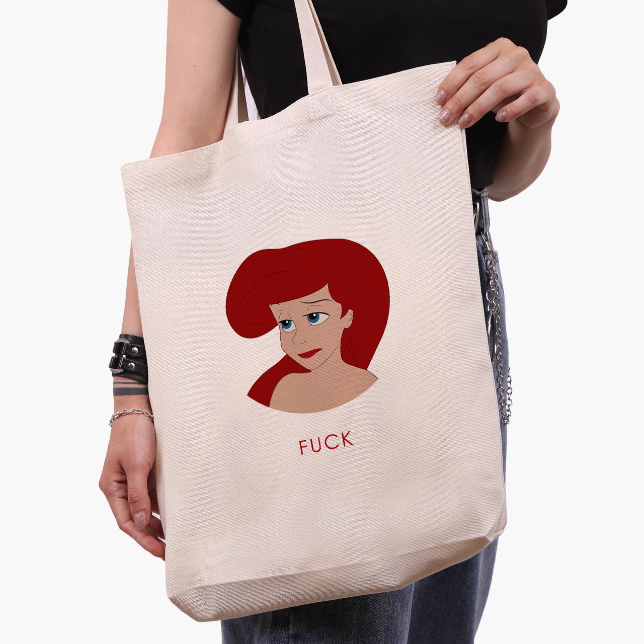 Еко сумка шоппер Аріель Русалка Дісней 41х39х8 см Бежевий (9227-1442-WTD)