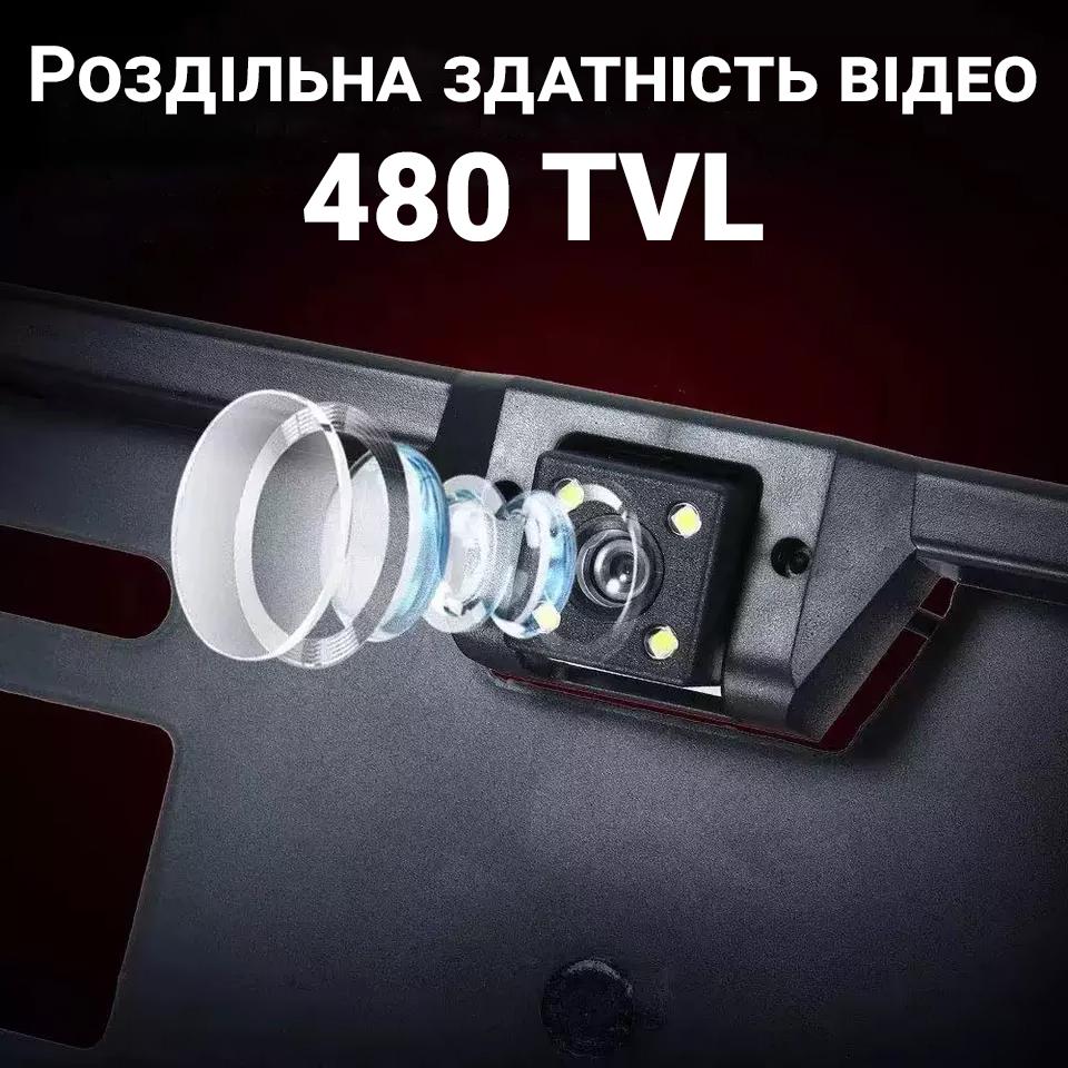 Камера заднего вида в номерном знаке Podofo K0230P с подсветкой и поворотным механизмом IP68 170° - фото 8